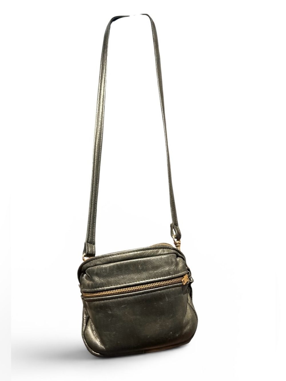 Vintage Black Leather Crossbody Bag Minimalist Y2K Everyday Purse